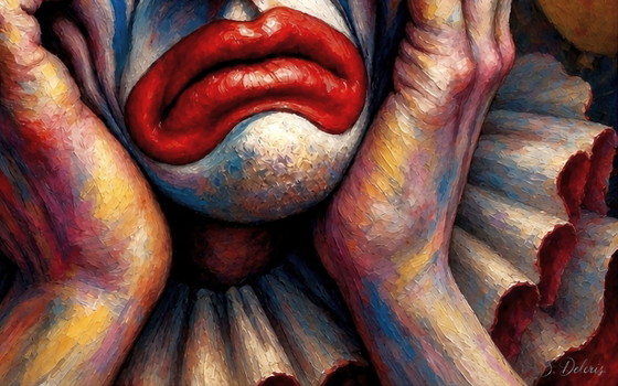 Acrylic Painting / Clownish Melancholy / (60x60 Cm) – Paintings & Drawings, Canvas (photo 5 of 5)