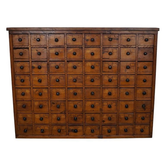 Image 1 of Armario de boticario/taller industrial holandés de pino, circa 1930