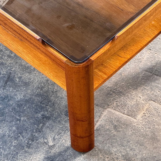 Image 1 of Mid-Century Modern Myers salontafel van teakhout en gerookt glas, 1960