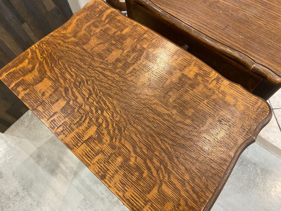 Image 1 of Coppia di comodini in rovere con cassetto e nicchia, anni '50