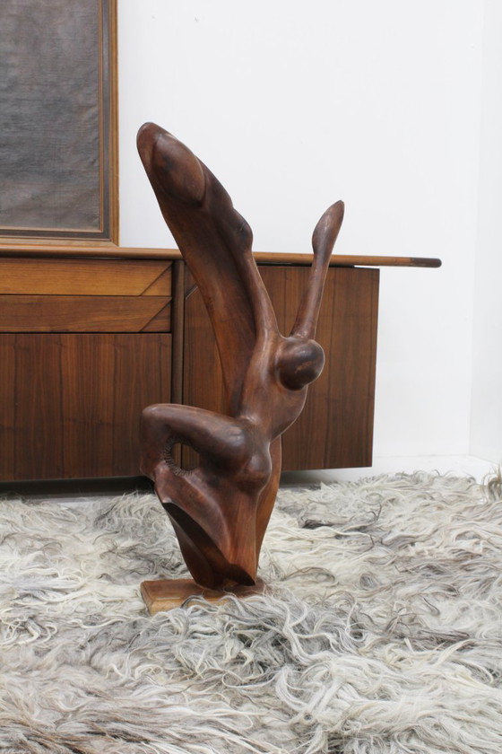 Image 1 of Vintage mahoniehouten sculptuur Frank Coronado+