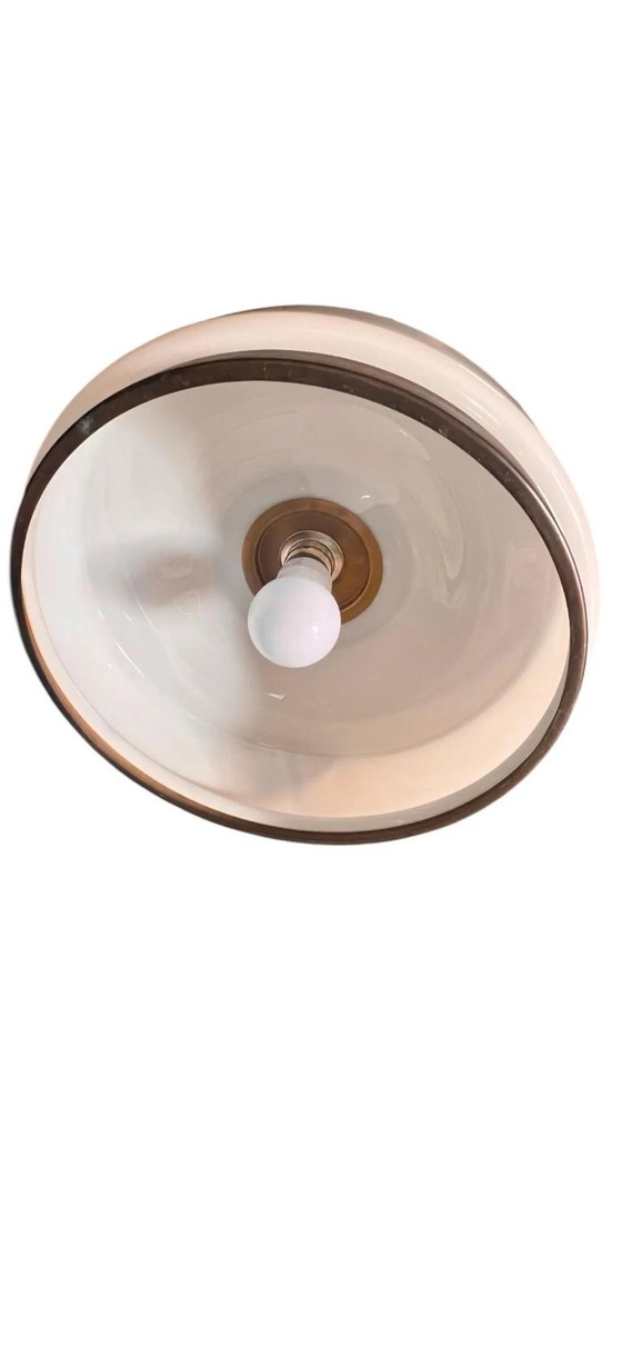 Image 1 of Lampada da soffitto originale in stile Art Nouveau, tipica delle caffetterie viennesi. Questa lampada da soffitto in vetro opali