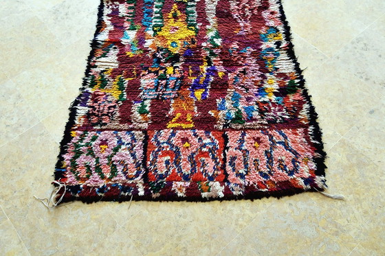 Image 1 of Vintage Marokkaans Boucherouite vloerkleed - 214 x 95 cm