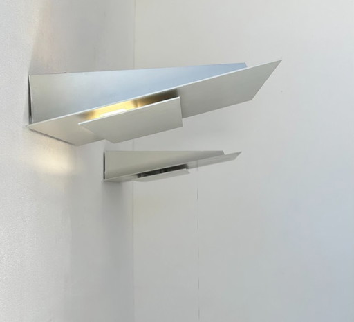 Pareja de apliques vintage, fundición de aluminio, Francia 1970