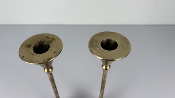 Image 1 of 2 x bougeoirs vintage en laiton de Christian de Beaumont