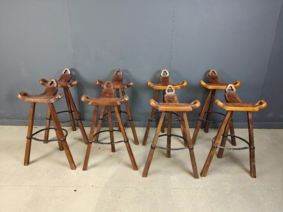 Image 1 of Mid century brutalist bar stools - set of 8, 1960s