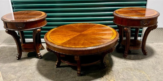 Image 1 of ART 3-delige woonkamertafelset – ronde salontafel met 2 bijzettafels