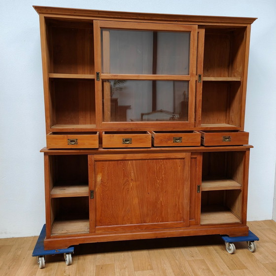 Image 1 of Vintage French country sideboard cabinet, wall cabinet kitchen cabinet Teakwood
