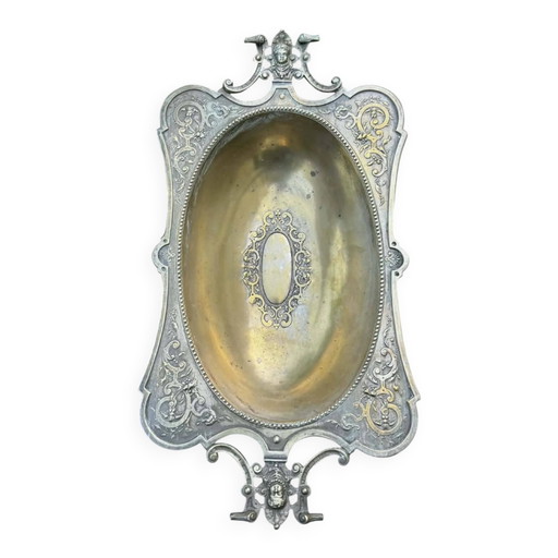 Large fruit bowl with mascaron signed WMF, Art Nouveau period.