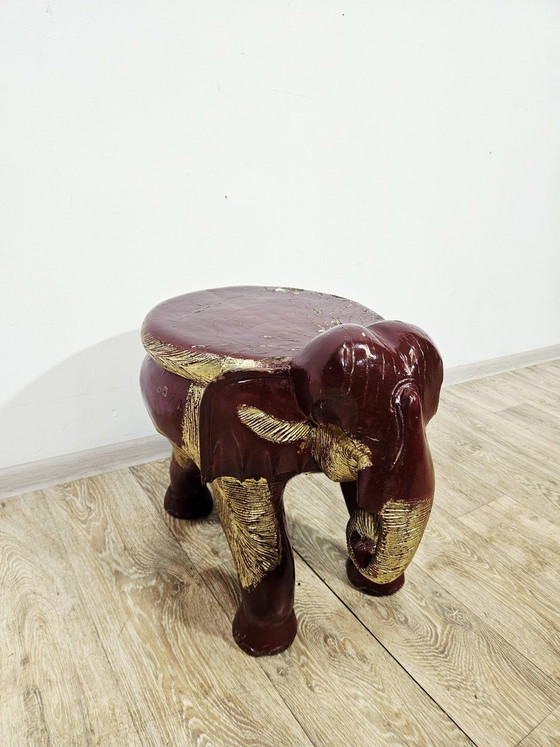Taburete auxiliar de elefante antiguo, siglo XIX (photo 13 of 15)
