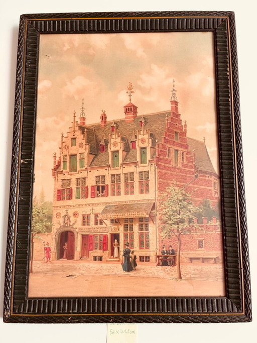 Old chromolithograph/color print by Constant Cap of the Historisch Huis De Beuckelaer
