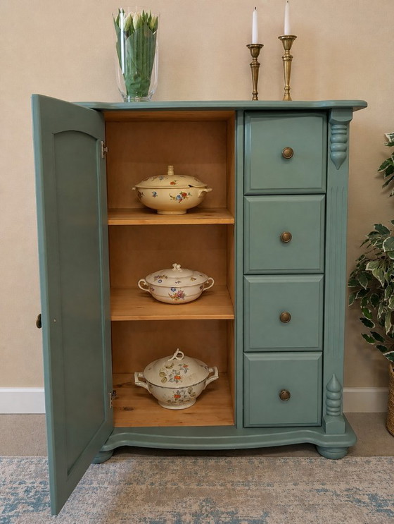 Image 1 of Old green pine lard cupboard, maid's cupboard