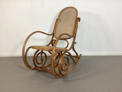 Vintage Thonet Style Rattan Rocking Chair Armchair