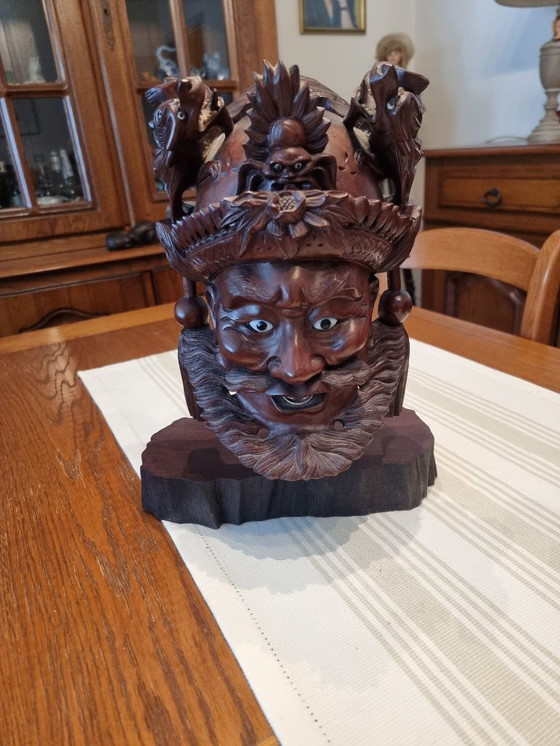 Image 1 of 3 Japanse Rozenhout Beelden Krijgers Met Honddraak