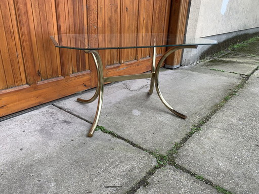 Messing en Glazen Eettafel, Italië, jaren 70