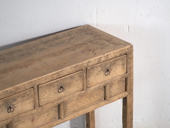 Console antique en sapin avec trois tiroirs – Chine, vers 1930 (photo 10 of 40)