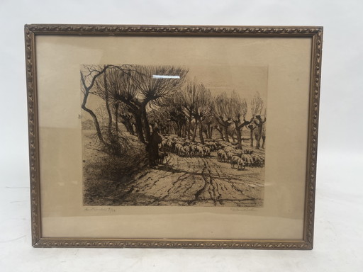 Peinture (11) - Lithographie de paysage - W. Hambüchen