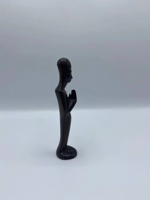Ebony wood statuette – Stylized woman in prayer – African art – beeldhouwkunst (photo 2 of 3)
