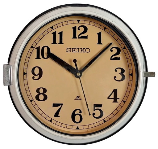 Vintage beige Seiko Schiffs-Wanduhr, 1970er Jahre