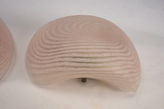 Image 1 of Satz von sechs rosafarbenen Muranoglas-Wandleuchtern. Italien 1970er Jahre