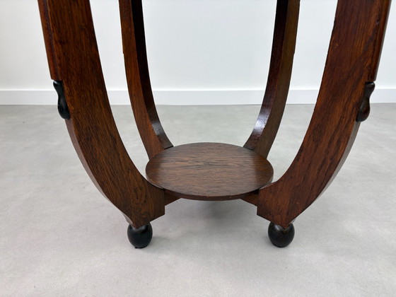 Amsterdam School Art Deco side table from the 1920s/30s, Wood, Brown (photo 6 of 10)