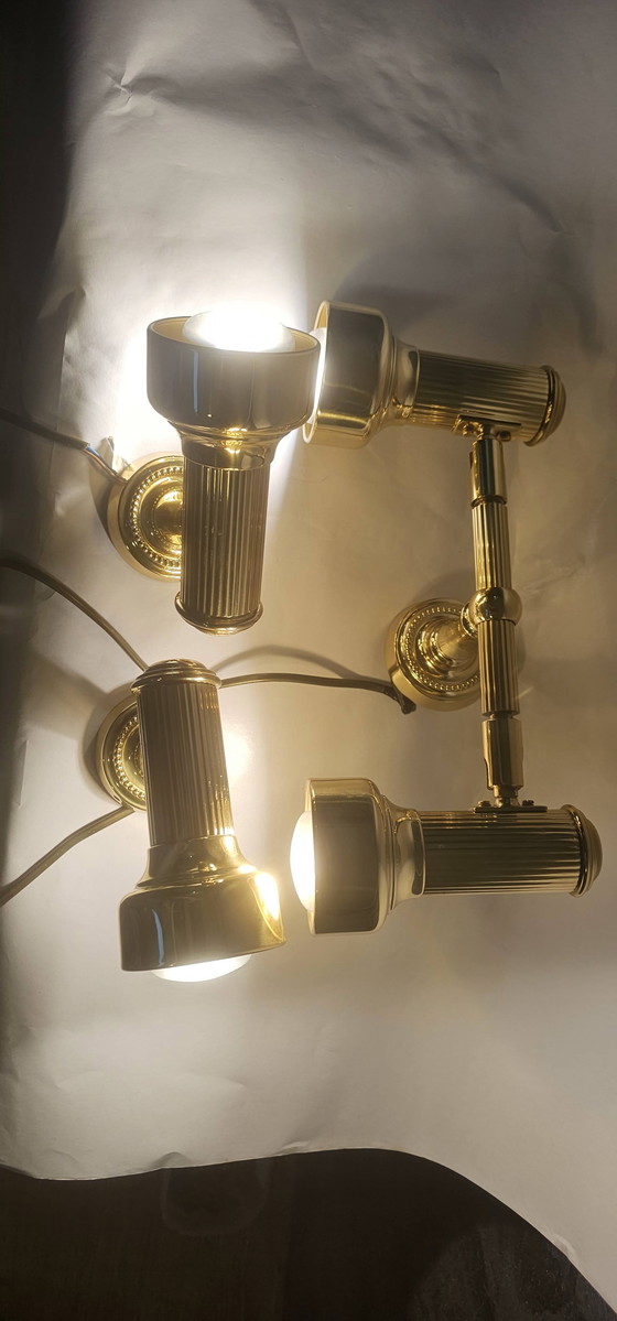 Image 1 of Sölken-Leuchten. 9-delige messing verlichtingscollectie uit het midden van de 20e eeuw – OMI West-Duitsland – Space Age