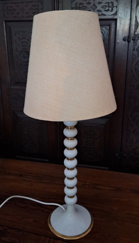 Mid-Century Tall Italian Table Lamp with Stacked Spheres, 1970s – Porcelain (photo 2 of 15)