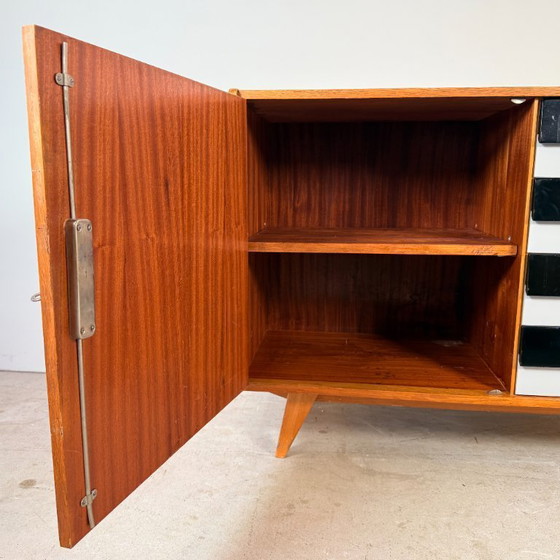 Image 1 of Credenza U458 di Jiří Jiroutek, nera con cassetti bianchi