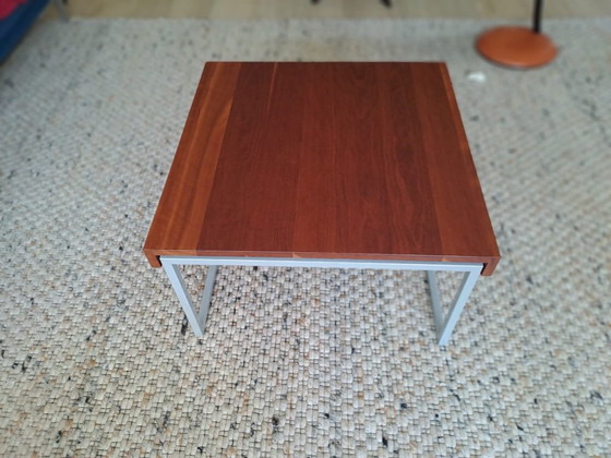 Square coffee table with wooden top and metal base, Brown, Modern (photo 2 of 5)