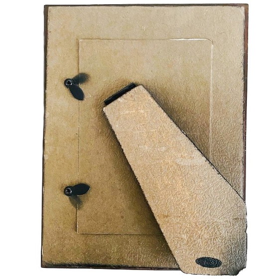 Image 1 of Vintage fotolijst metaal met kleurrijke steentjes antiek look halfedelstenen 1980's