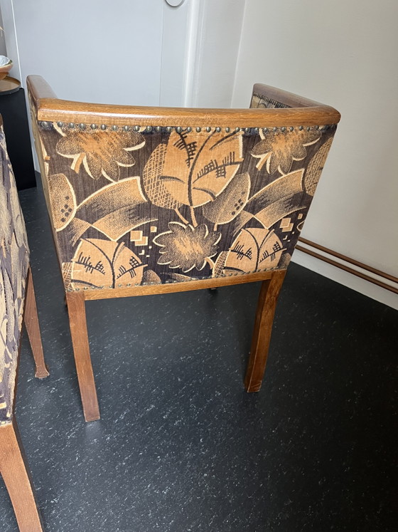 4 Art Deco 'Barrel' Armchairs (Side chairs) Dating From The Years 1920–1930. – Wood, Textile (photo 9 of 15)