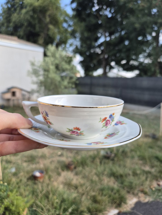 Image 1 of ULIM Limoges theeservies - années 50/60 - Bloemenporselein in landelijke stijl