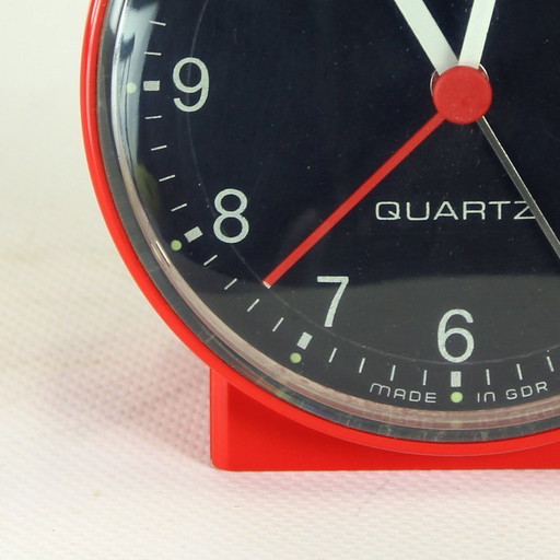 1970s Vintage Alarm Clock by Ruhla in GDR in Red Plastic
