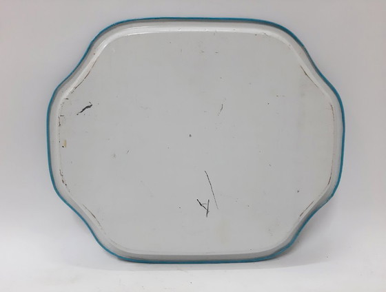 Image 1 of Vassoio in latta vintage, design del paesaggio marino