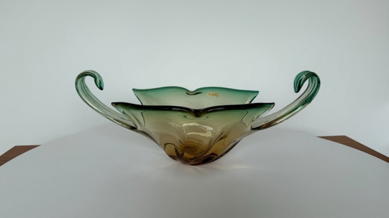 Image 1 of Vintage Murano Art Glass Centrepiece Bowl with Handles