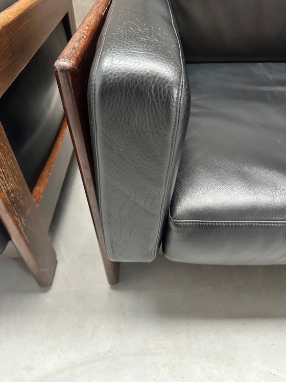 Fauteuils Knoll Bastiano en cuir noir et noyer Afra & Tobia – Gavina, Wood, Leather (photo 10 of 11)