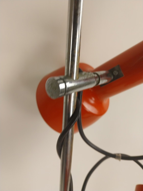 Image 1 of 1 x orangefarbene Doppelstrahler-Stehlampe aus den 1970er Jahren, 150 cm hoch