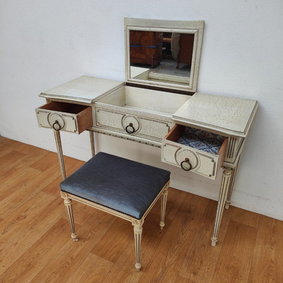 Image 1 of Vintage kaptafel sidetable make up tafel bureau met spiegel