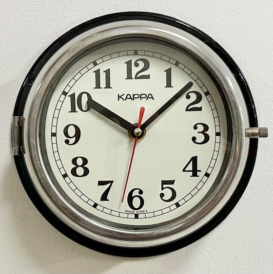 Image 1 of Vintage Black Kappa Maritime Wall Clock, 1980s