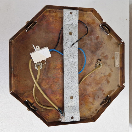 Image 1 of Applique ou plafonnier en bronze/cuivre avec verre taillé
