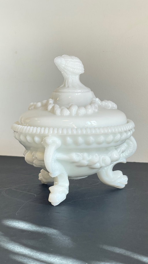 Vintage opaline glass candy dish