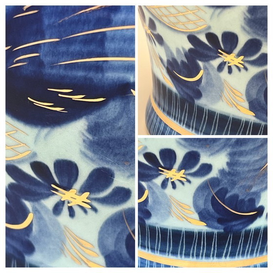 Image 1 of H. Bequet, Jarrón de jengibre, Azul vibrante con detalles dorados, Espectacular