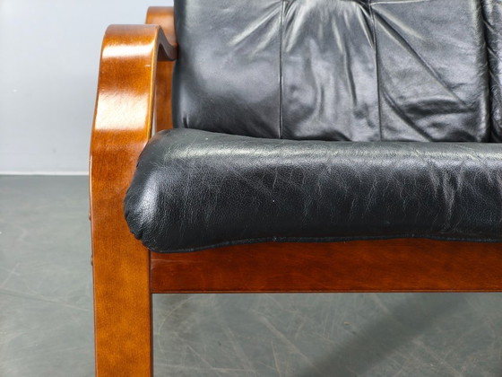 Image 1 of Scandinavian Leather Sofa in the Style of Alvar Aalto, 1970s
