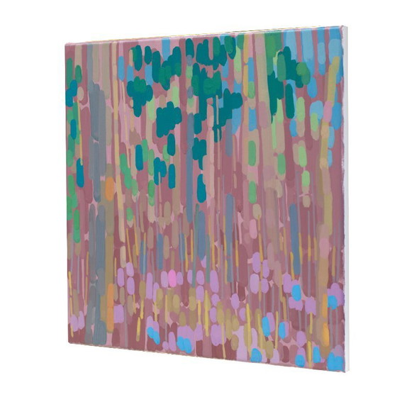 Image 1 of Painting "End of Winter", hand-painted unique piece, nature, landscape painting, acrylic painting 40x40cm