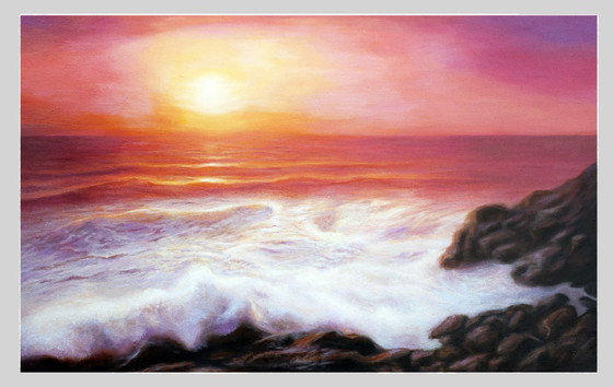 Image 1 of Seascape in oil, signed by the artist. Seascape in oil, signed. Oil painting of the sea.
