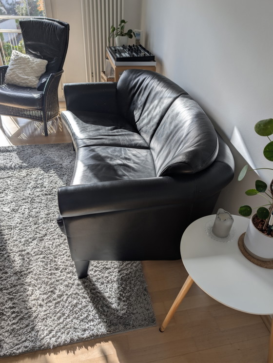 Image 1 of Leolux Organic Curved Black Leather Sofa – Postmodern designklassieker uit de jaren 90/00 (met origineel certificaat)