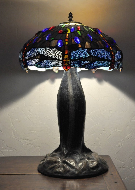 Image 1 of Lampe à poser - Signée H JAVAUX - Style Tiffany (ref 3528)