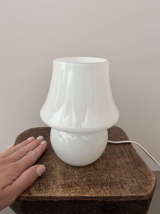 Vintage stijl opaline glazen paddenstoel tafellamp – Space Age silhouet – L. Dake & Zn, Tafellampen, Glass (photo 5 of 8)