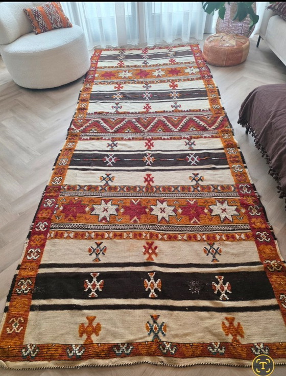 Image 1 of Vintage '60s Berber Tapijt - 372x157cm, Handgeweven Wol