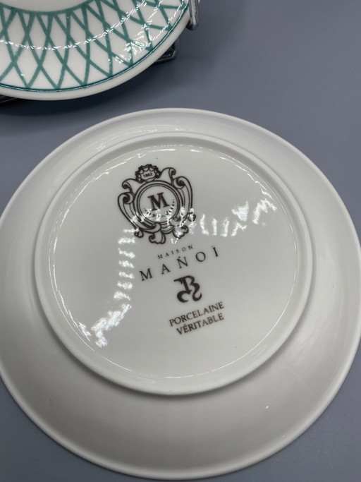 2 Limoges porseleinen dessertborden - Jean-Paul Bodet voor Maison Manoï – decoratieve objecten, Porcelain (photo 2 of 3)
